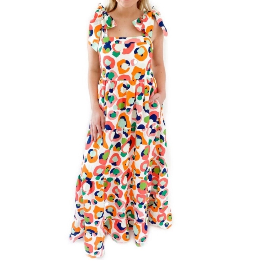 Emily McCarthy Maxi Sundress with Multicolor Abstract Print